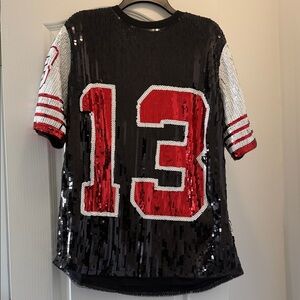 Sequin Jersey Dress with Red '13'